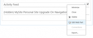 Edit Activity Feed web part