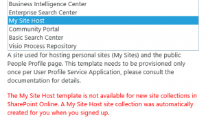 MySite Host Error