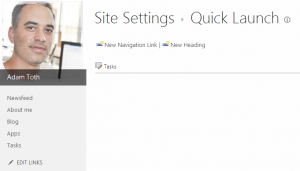 Quick Launch Settings in Personal Site