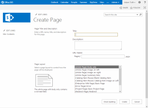 Create Page Dialog