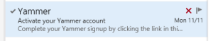 Yammer Activation Email
