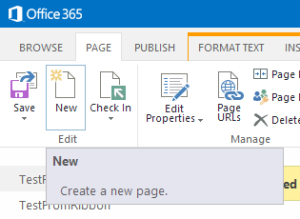 New Page from Ribbon