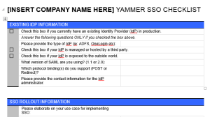 SSO Checklist