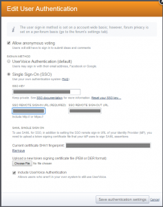 UserVoice SSO Config