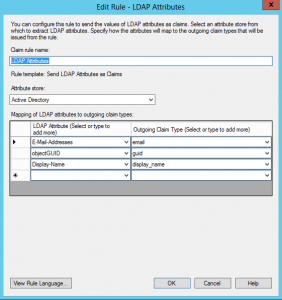 Add Claim Rule Dialog