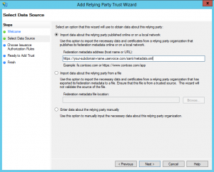 Setting the Metadata Url