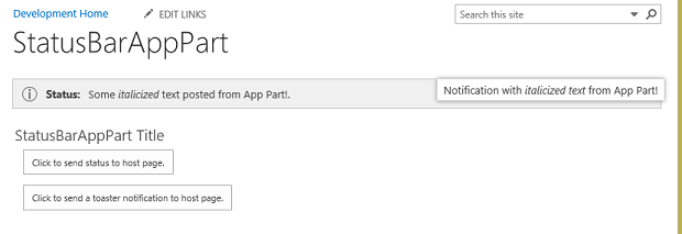 Status and Notification from Client App Parts.