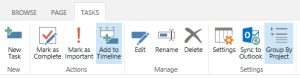 The MyTasks Page Ribbon.